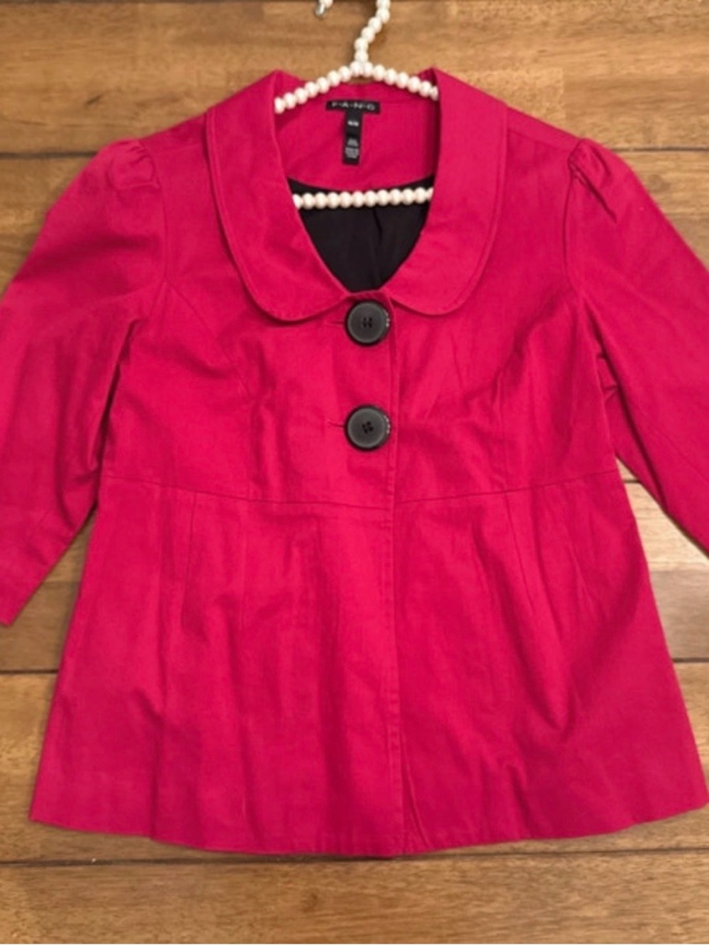 Faded Glory Women's Bright Pink Pea Coat with Large Buttons